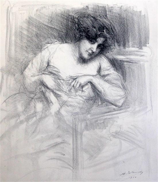 Albert de Belleroche (1864-1944) Study of a seated woman 21.5 x 19in., and another of a lady, 27 x 20in.